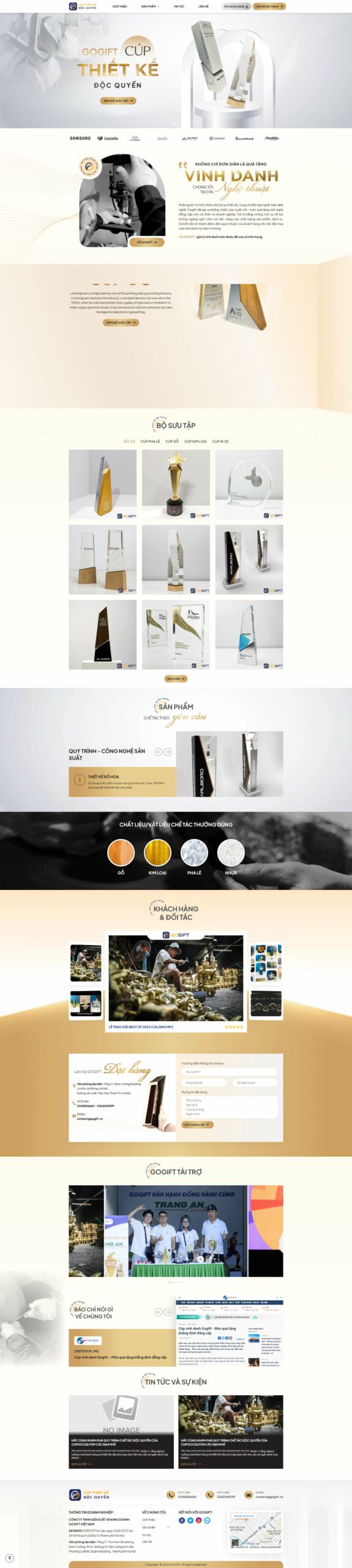 Mẫu website thiết kế cúp độc quyền