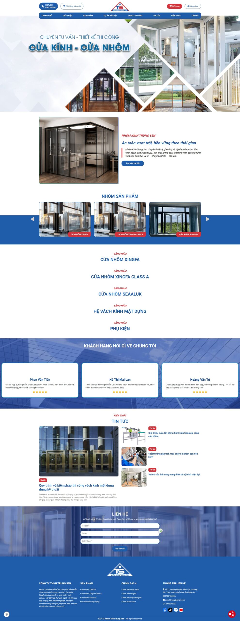 Dự án website nhôm kính trung sen