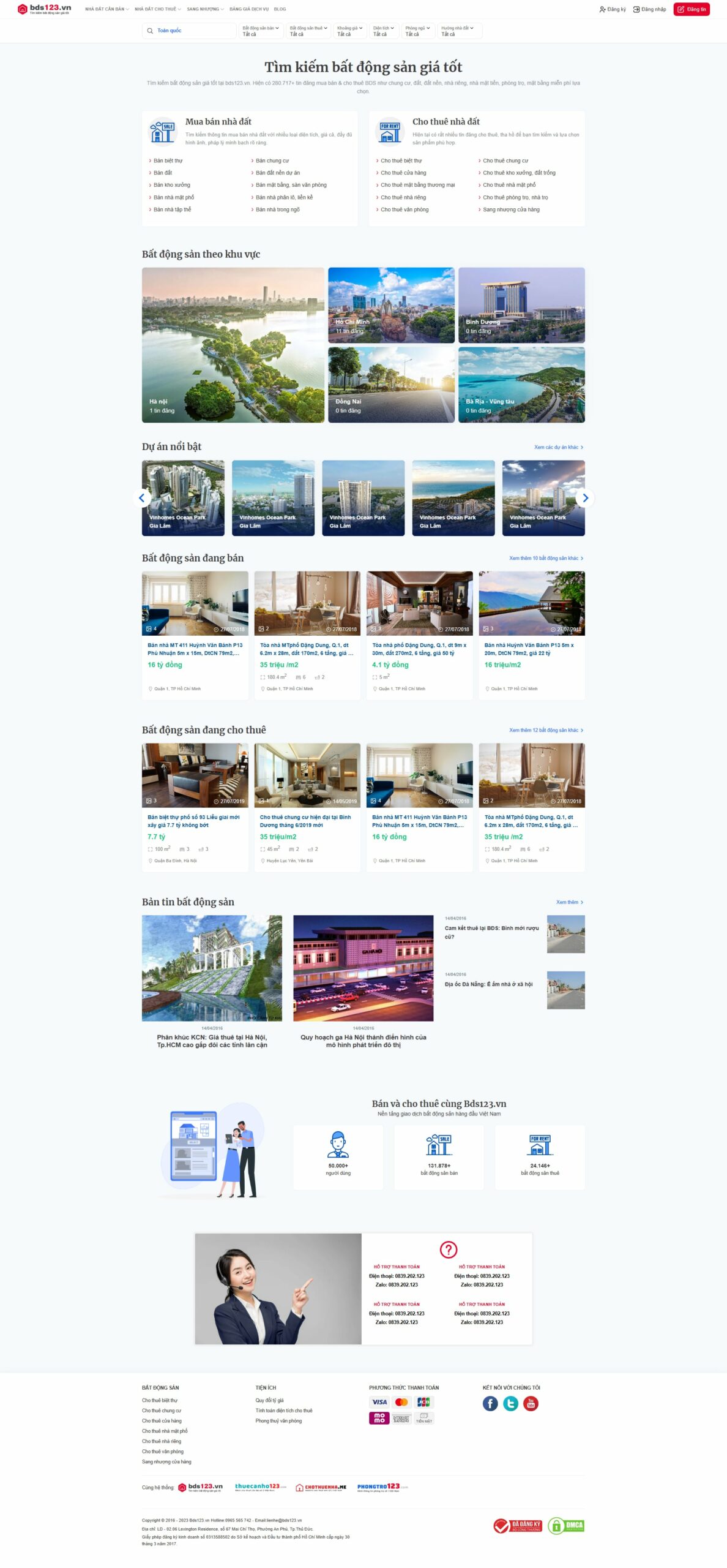 Mẫu website bất động sản 123