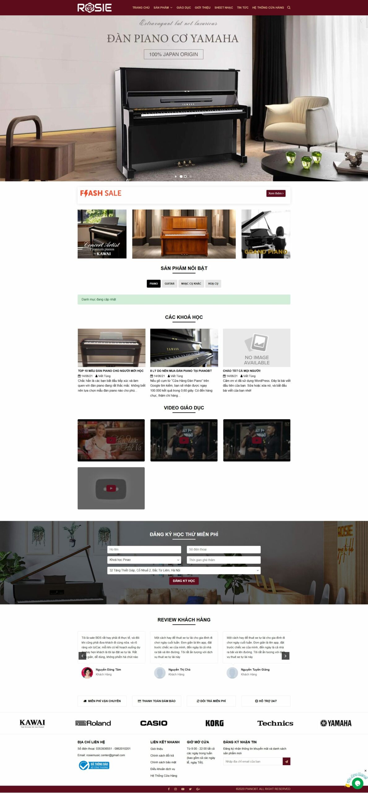Mẫu website bán dụng cụ âm nhạc Rosie