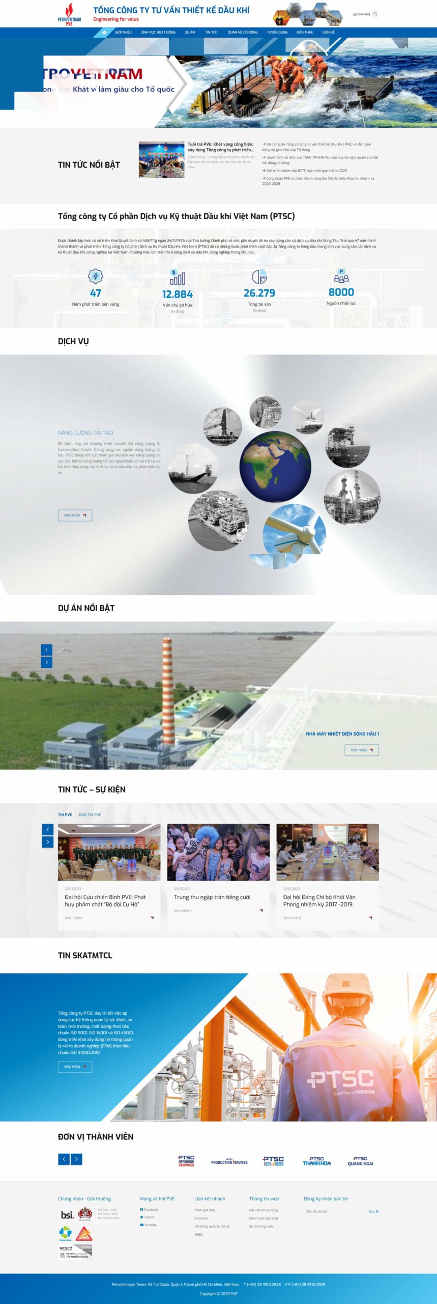 Mẫu website dầu khí PVE