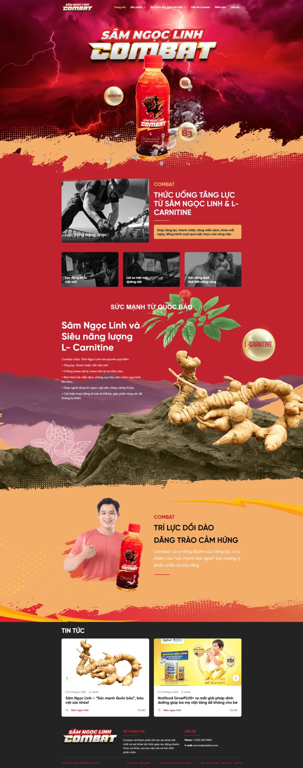 Mẫu website nước tăng lực Conat