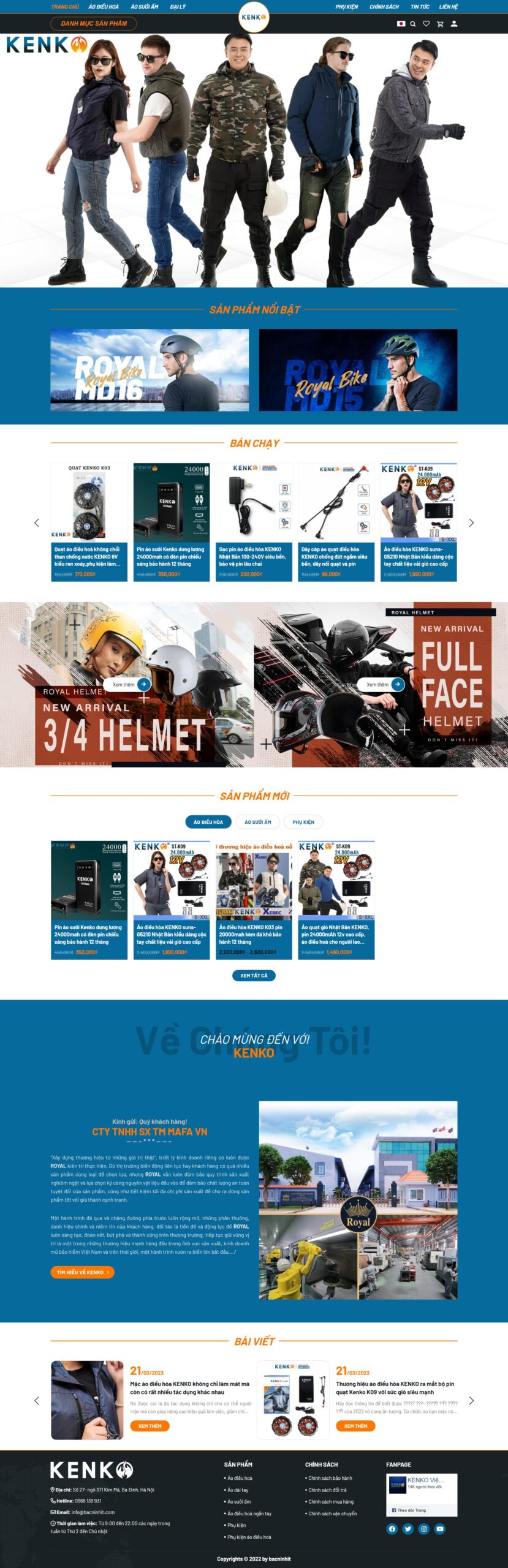 Mẫu website áo điều hòa kenkovn