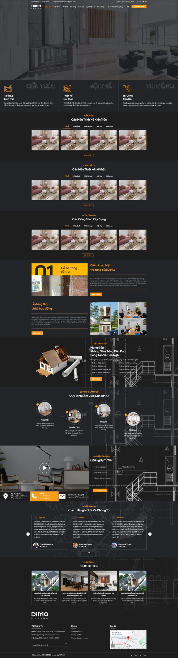 Mẫu website thiết kế nội thất Dimo