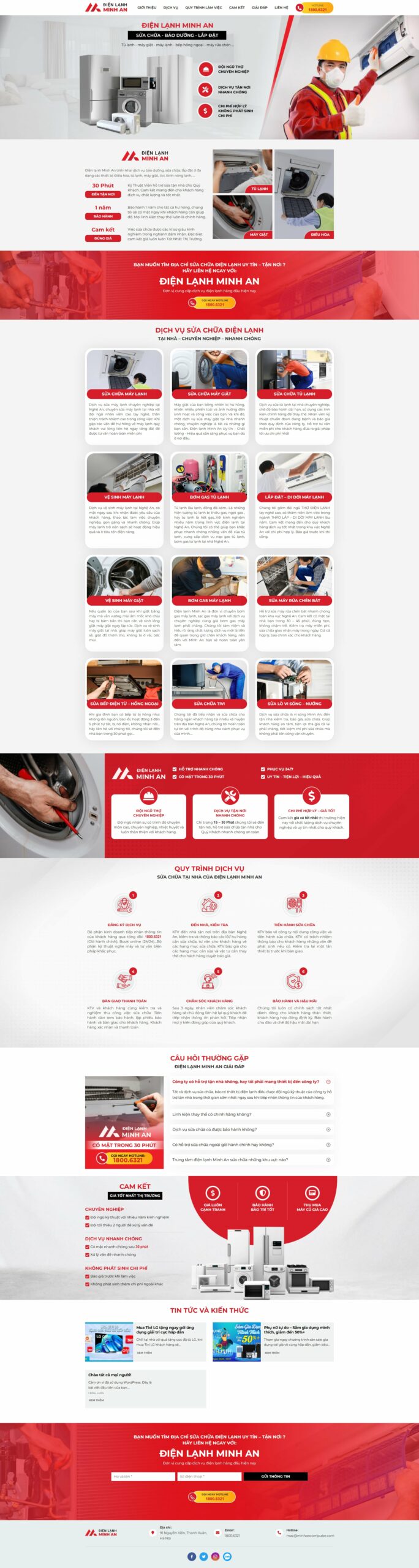 Mẫu website điện lạnh minh an