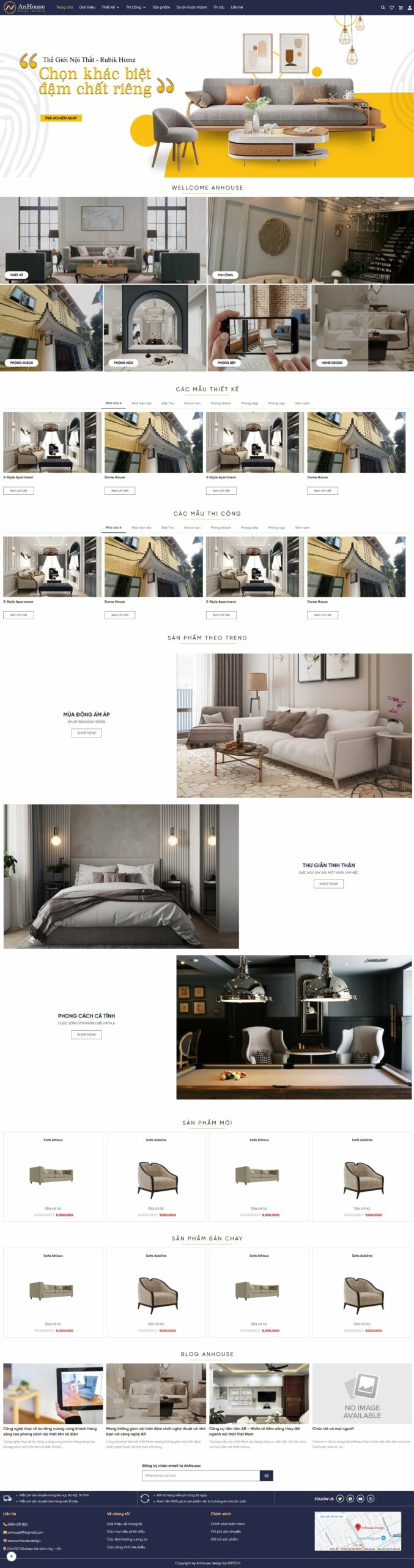Mẫu website thiết kế nội thất Anhouse