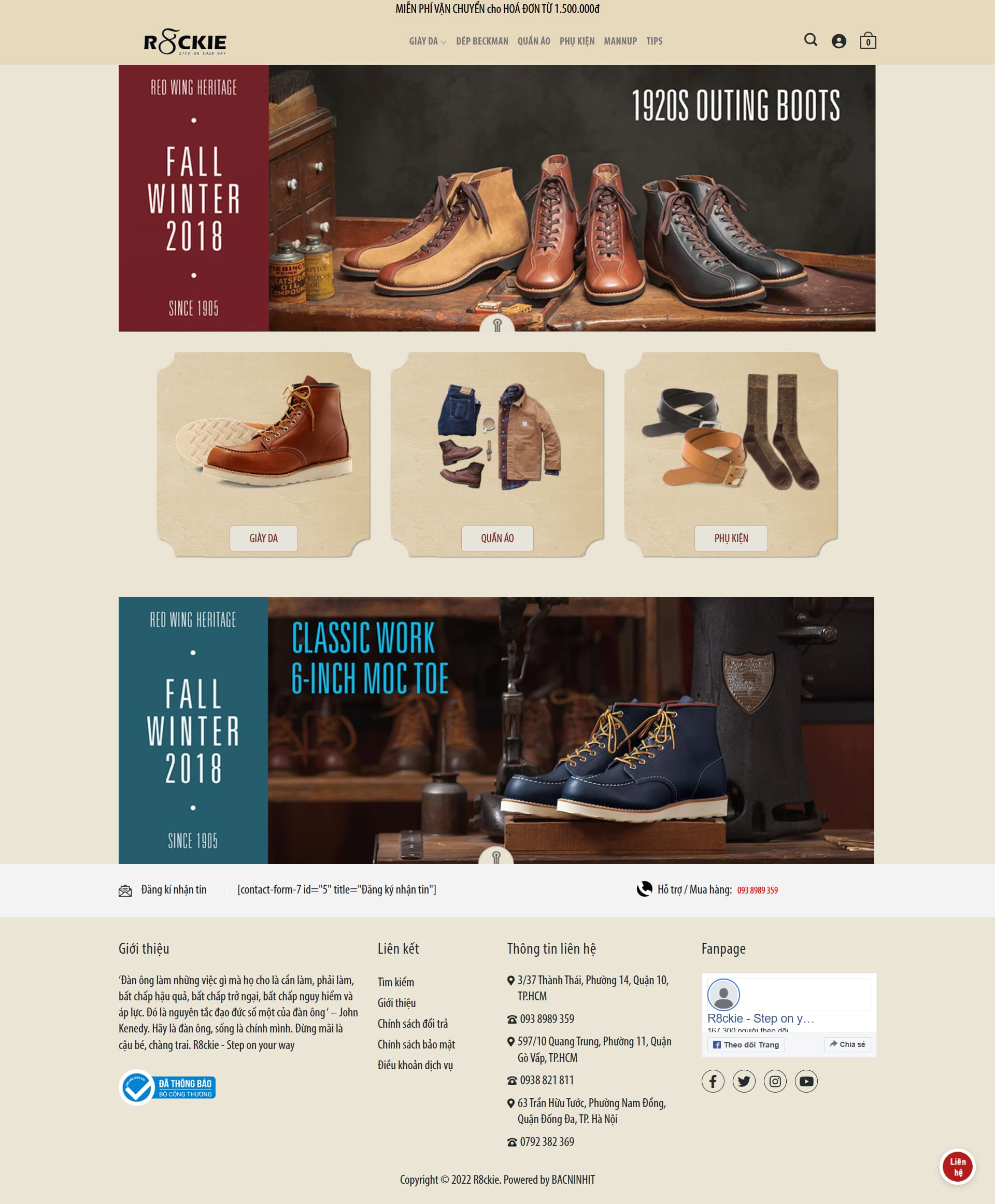 Mẫu website bán giày R8
