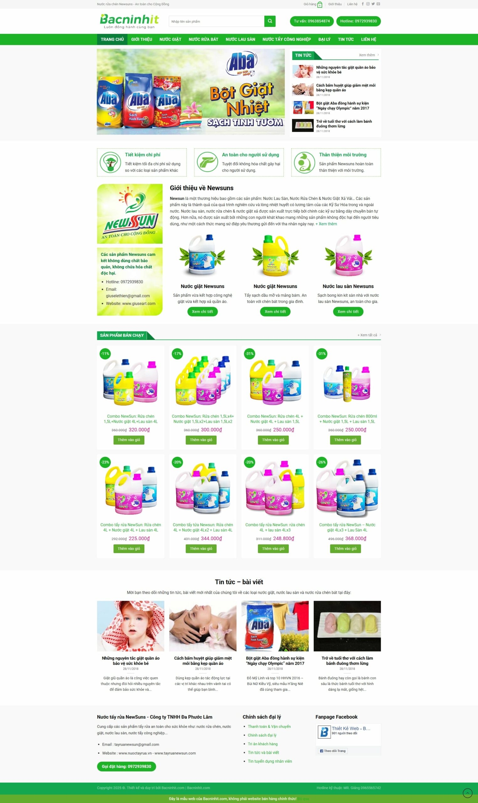 Mẫu website bán bột giặt