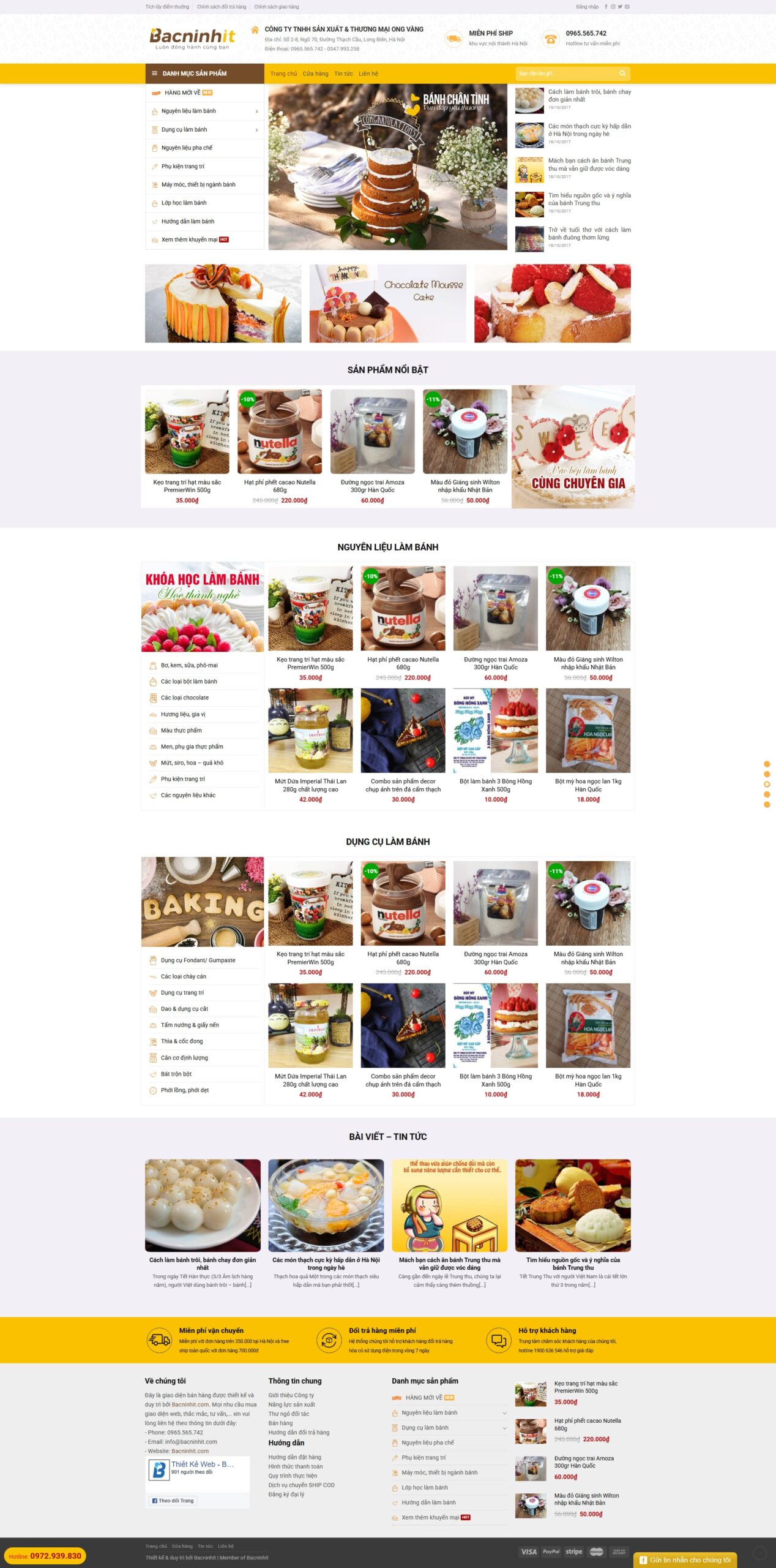 Mẫu website bánh kẹo ong vàng