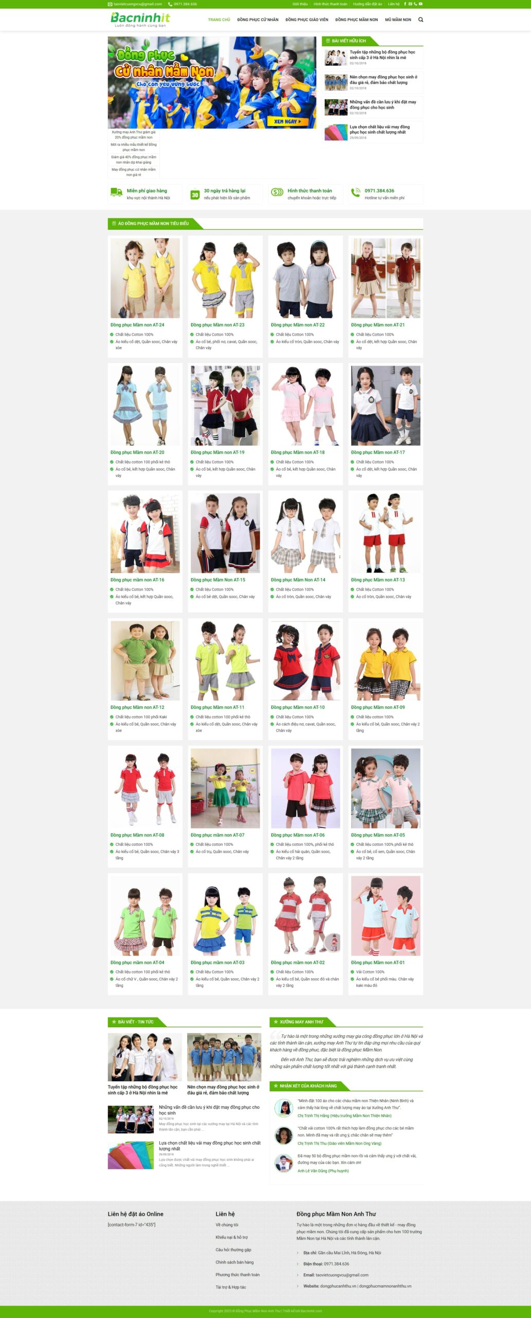Mẫu website đồng phục mầm non
