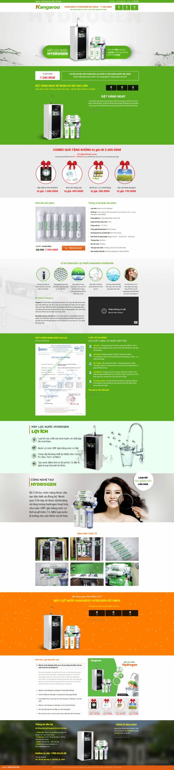 Mẫu website máy lọc nước kangaru