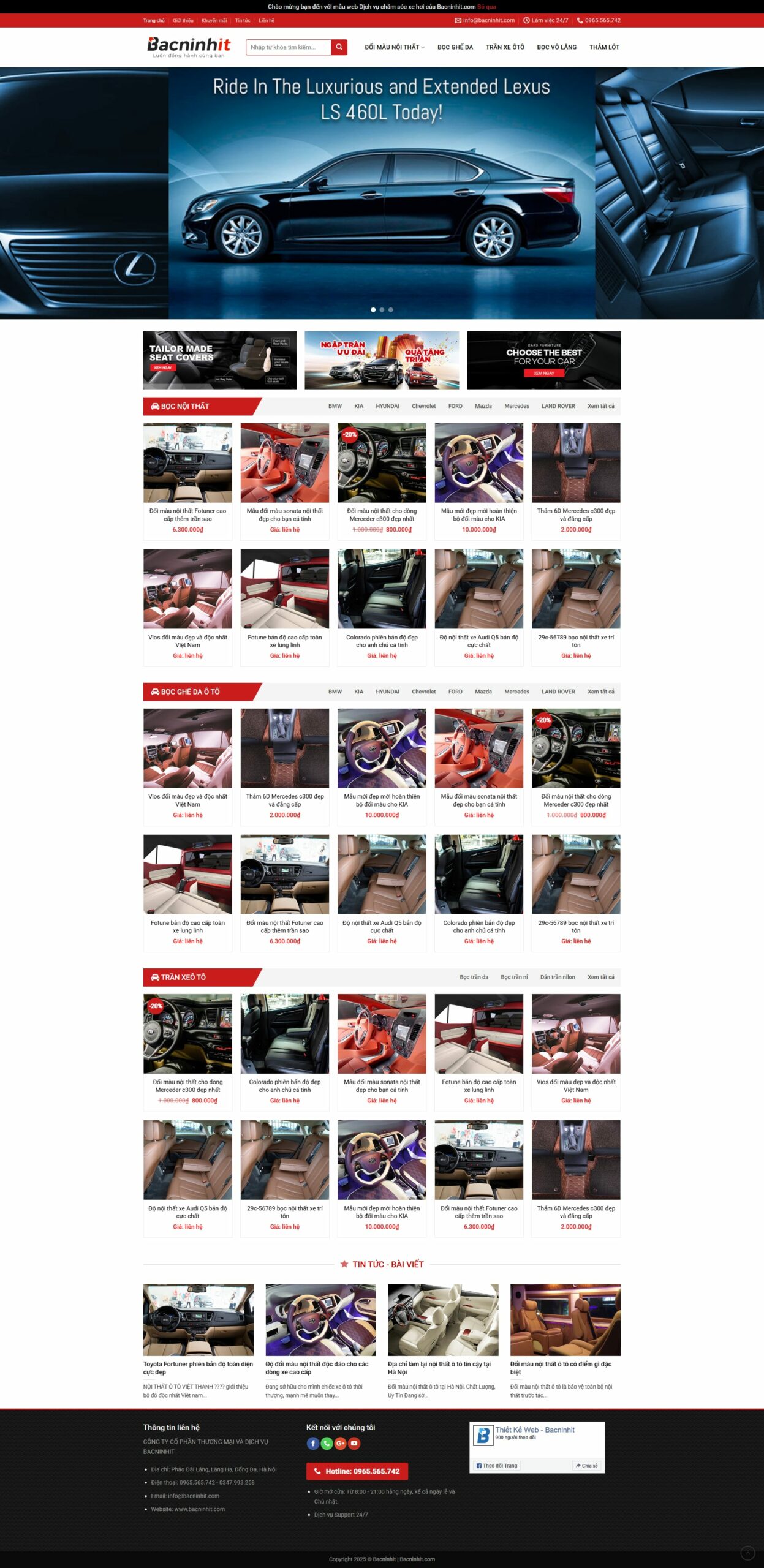 Mẫu website nội thất oto