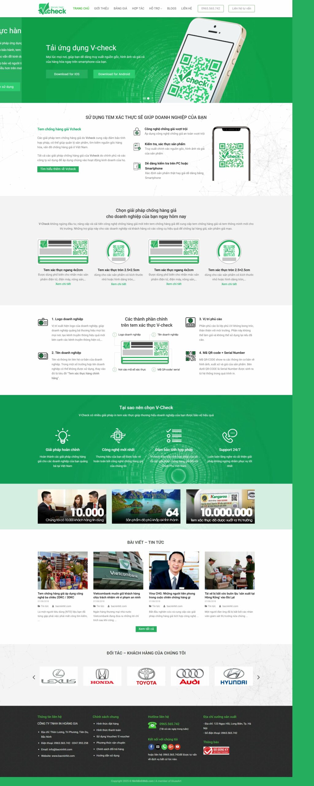 Mẫu website dịch vụ Vcheck