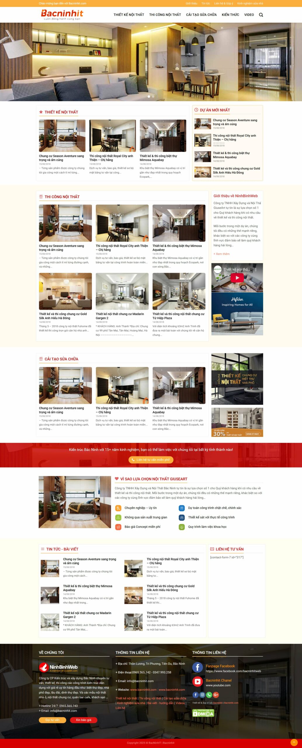 Mẫu website thi công nội thất