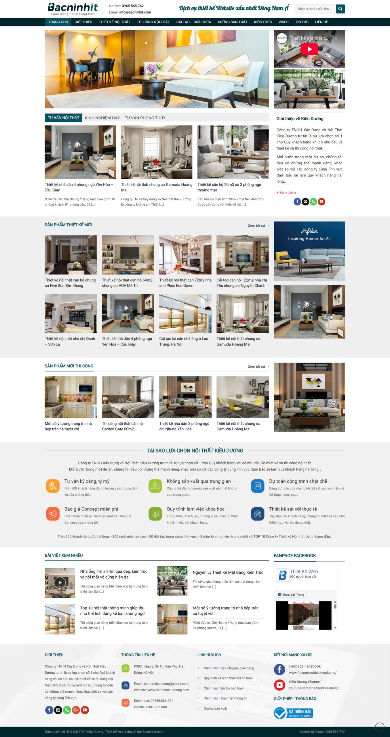 Mẫu website thi công nội thất