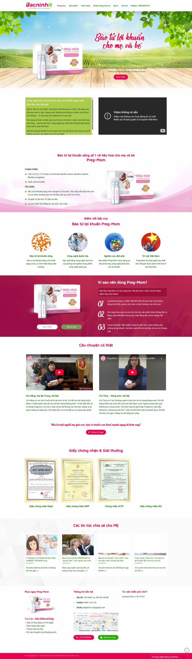 Mẫu website bào tử lợi khuẩn