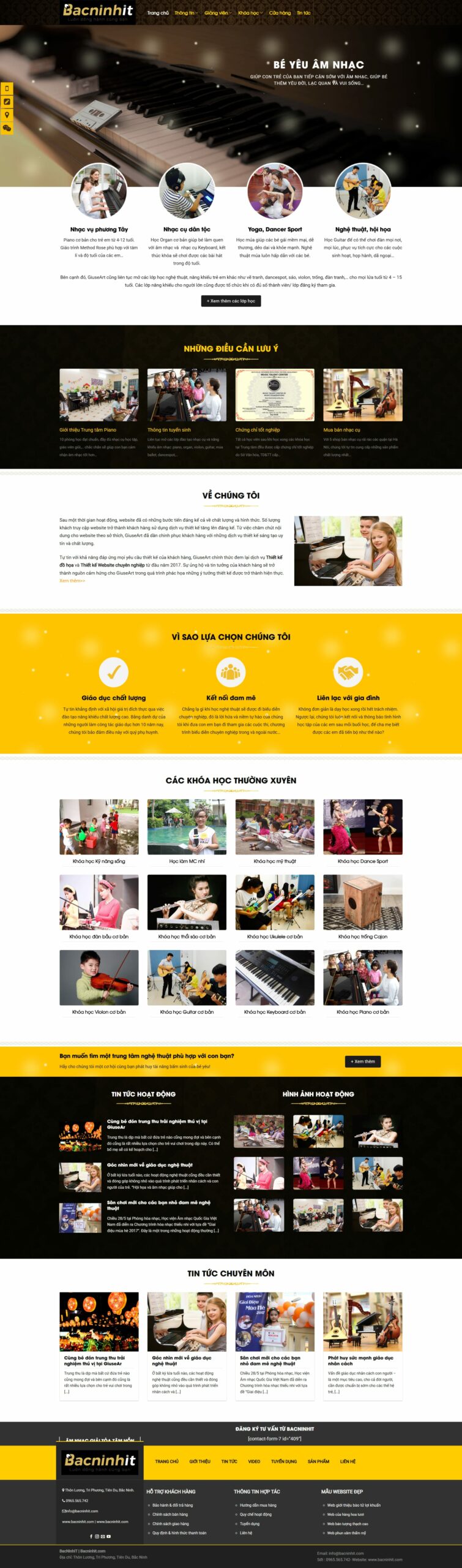 Mẫu website khóa học Piano