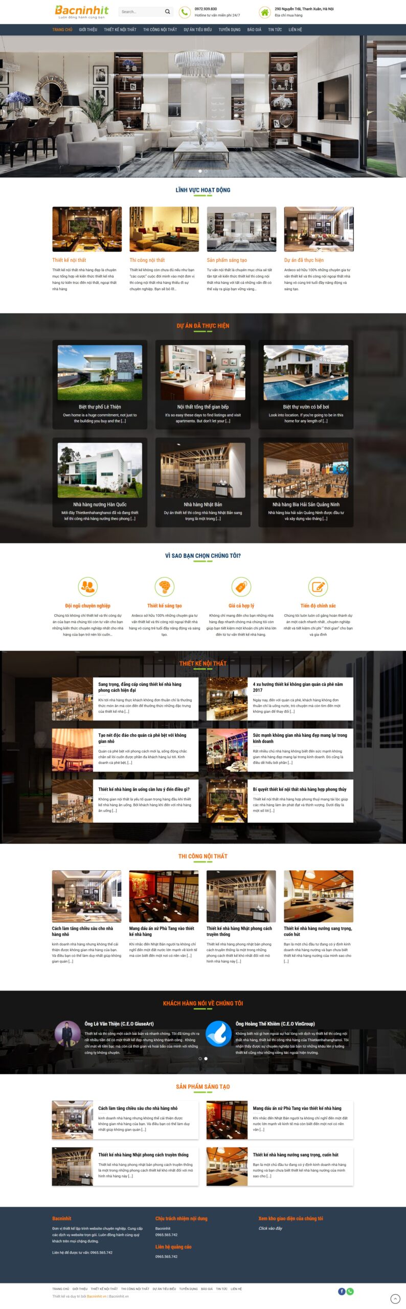 Mẫu website thi công nội thất