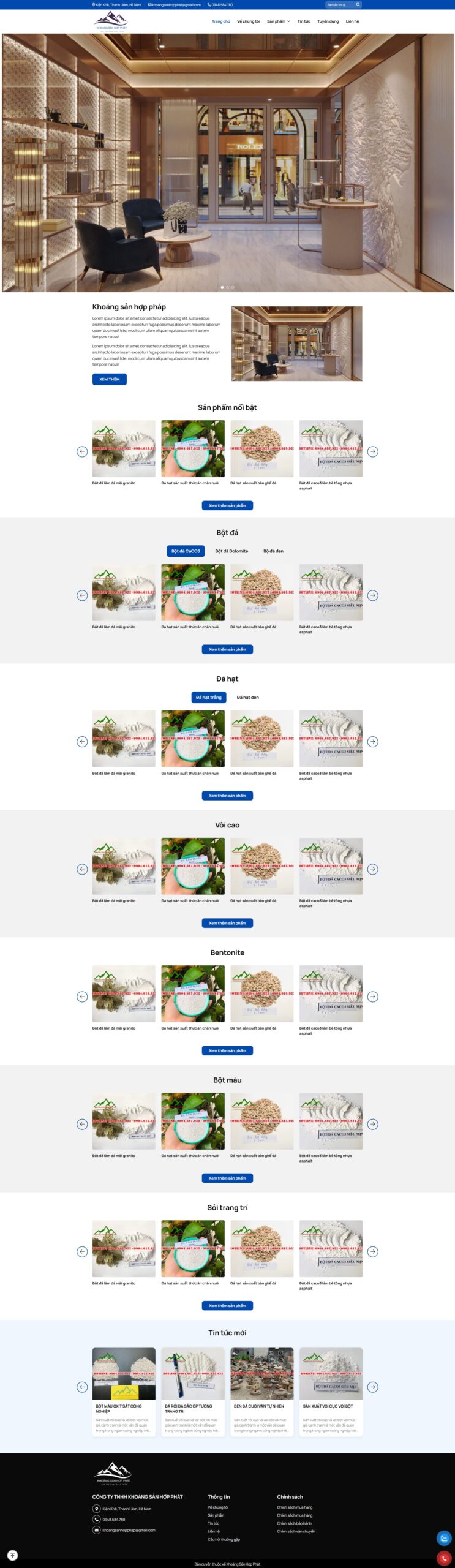 Mẫu website khoáng sản hợp pháp