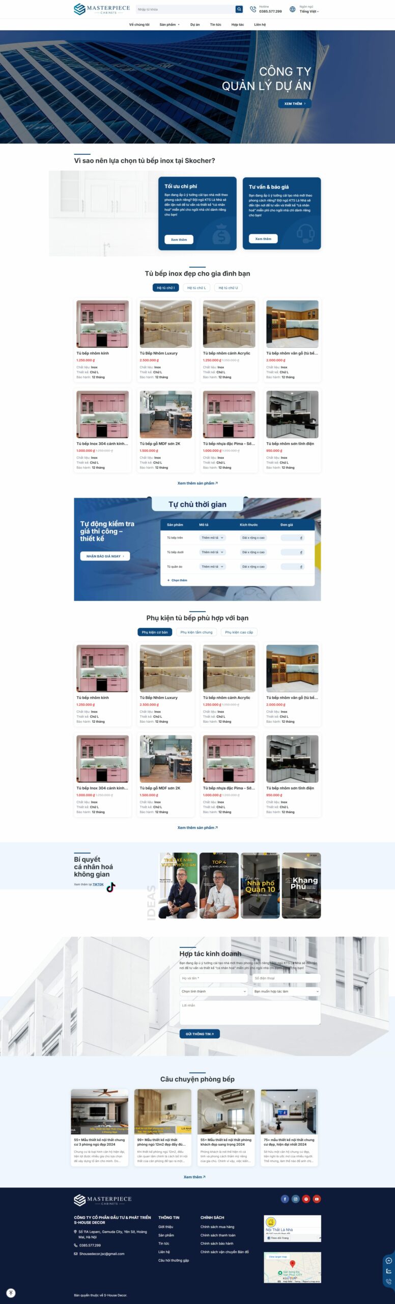 Mẫu website thi công nội thất trọn gói