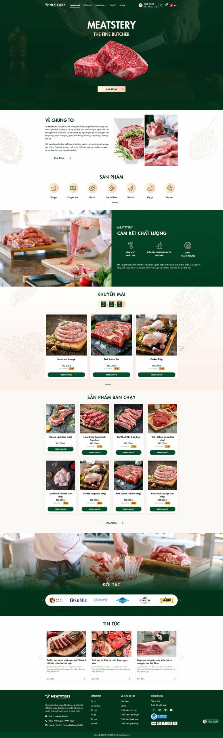 Mẫu website thực phẩm Meatstery