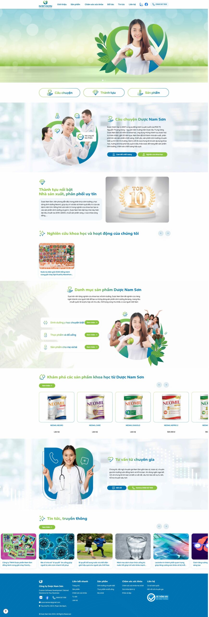 Mẫu website dược phẩm Nam Sơn