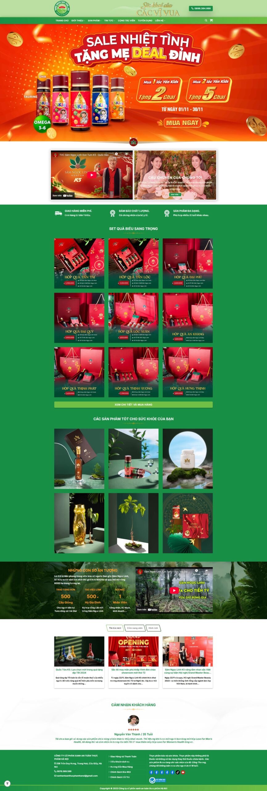 Mẫu website sâm ngọc linh